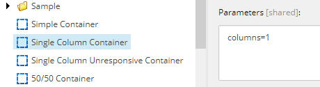 Single Column Container Rendering Item