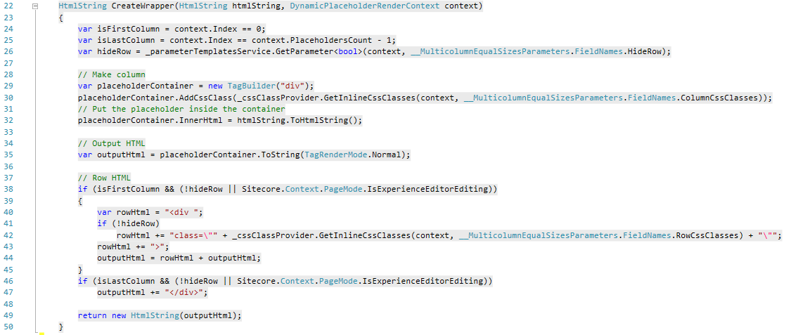 Multicolumn Container - CreateWrapper Method