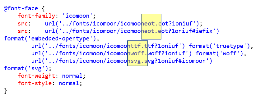 Font files references in CSS