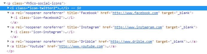 Footer social markup