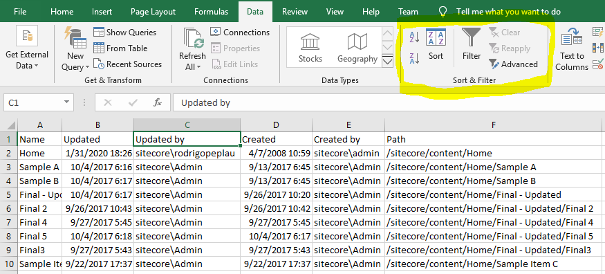 Generated CSV