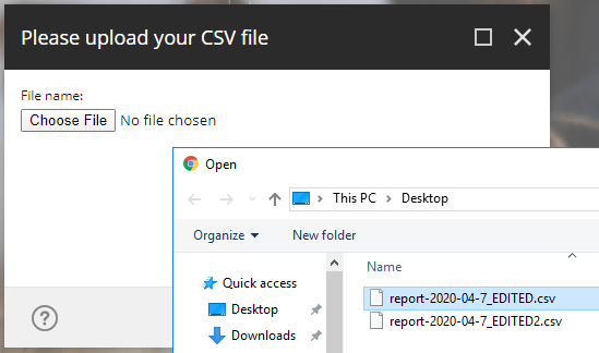 Uploading the CSV file