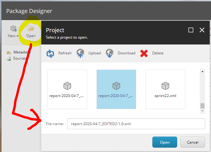 Opening the package in Package Designer