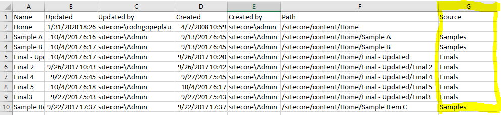 Source column