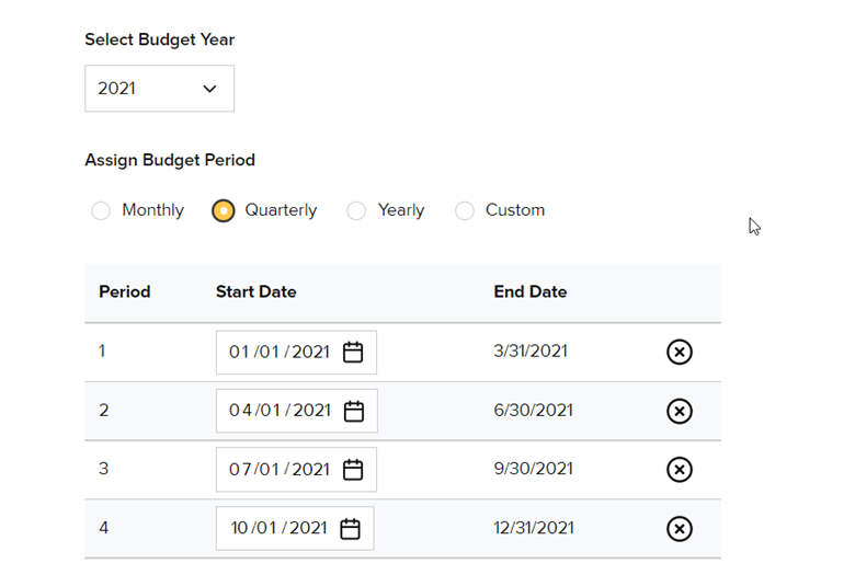 budget period setup