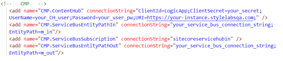 Sitecore CMP Connector - connection strings