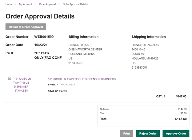 order approval details