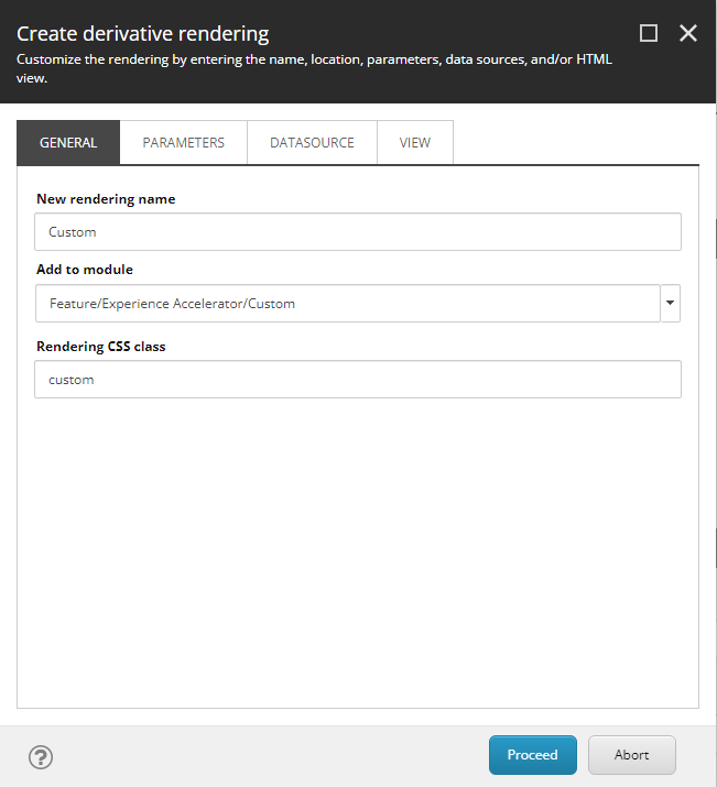 SXA create derivative rendering