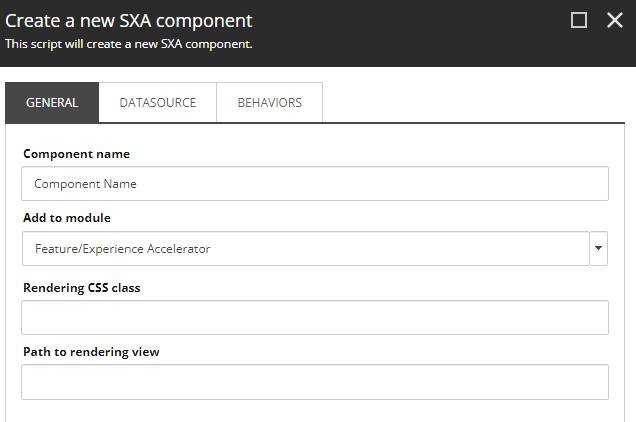 SXA create new component wizard