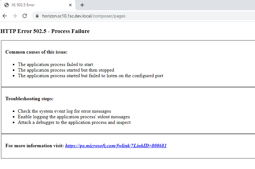 Sitecore Horizon - IIS error