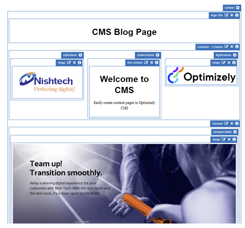 Optimizely CMS page editor