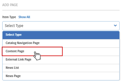 Optimizely CMS - select page type