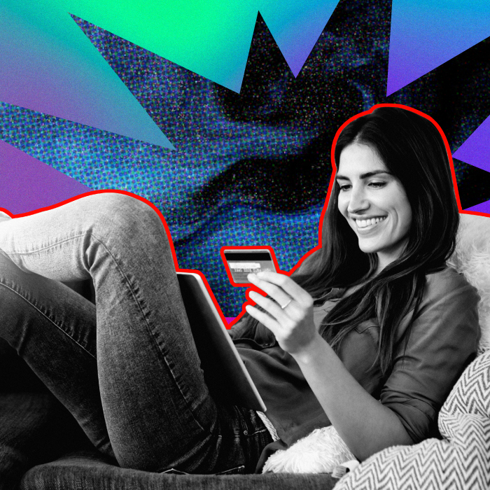 Woman online shopping on a mobile device