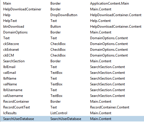 User Manager Search Layout